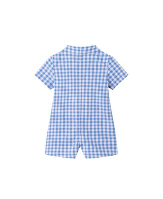 Baby Boys Blue Plaid Shirtall w/Bowtie