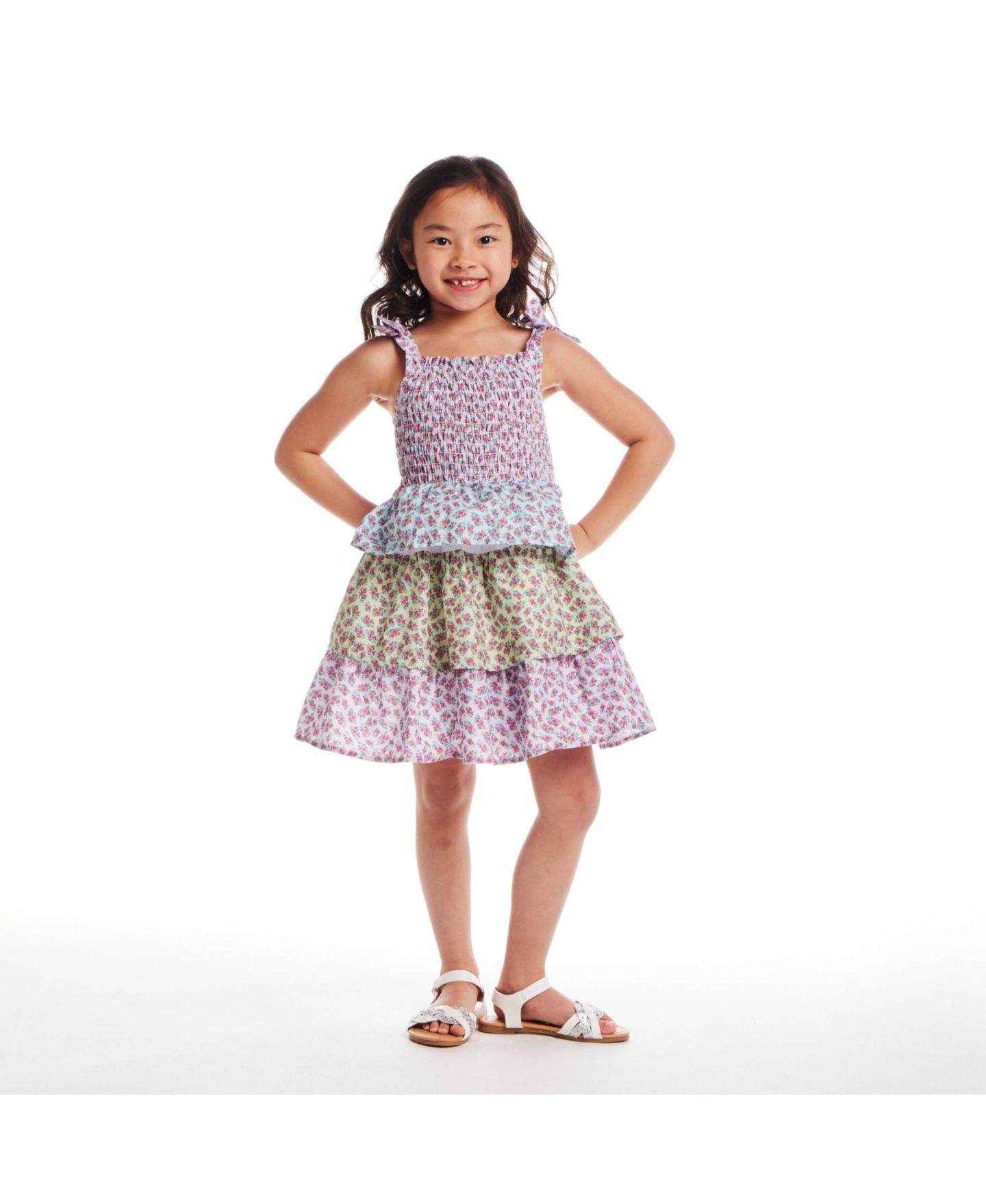 Платье Andy & Evan /Child Color Blocked Floral Teired Dress для девочек, цвет: Clr Blck — фото 2