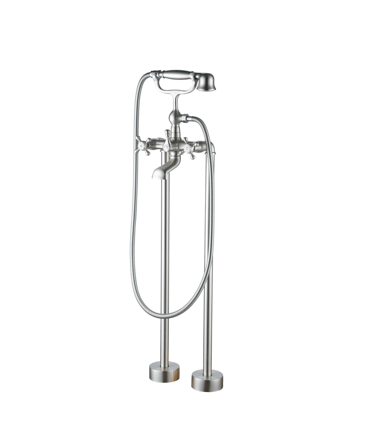 3-Handle Traditional Freestanding Bathtub Faucet (Brush Nickel) - Brush nickel