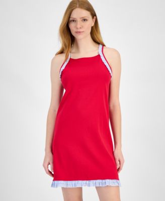 Women's Cotton Ruffled-Hem Mini Dress