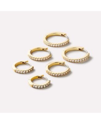 Gold Huggie Hoop Earrings - Pave Huggie Hoops Medium