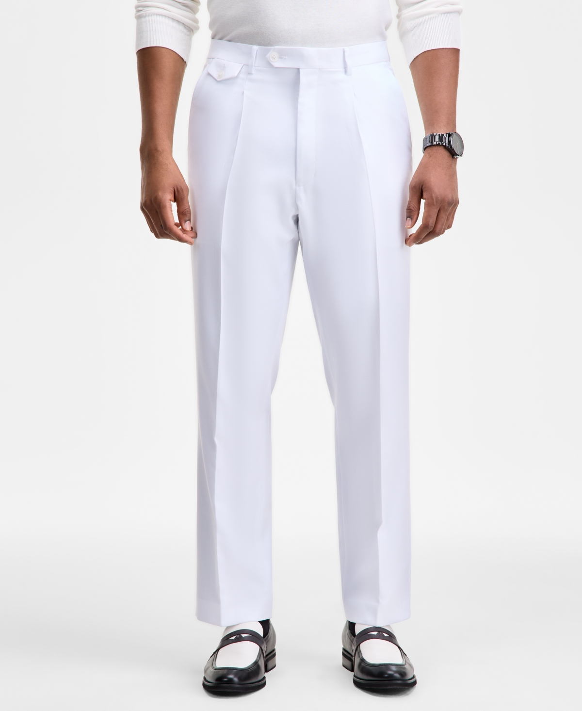 Tayion Collection Men's Classic-fit Suit Separate Pants In White