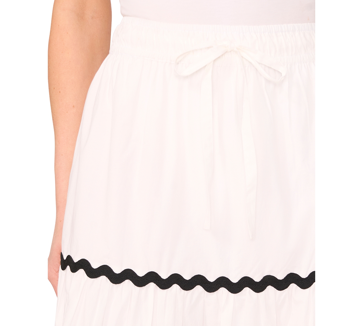 Shop Cece Women's Rickrack-trim Maxi Skirt In Ultra White