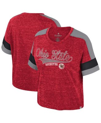 Colosseum - Women's Scarlet Ohio State Buckeyes Color Block Scoop Neck T-Shirt