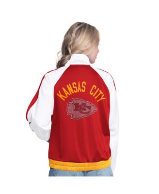 Women's White/Red Kansas City Chiefs Rally Rhinestone Full-Zip Track Jacket