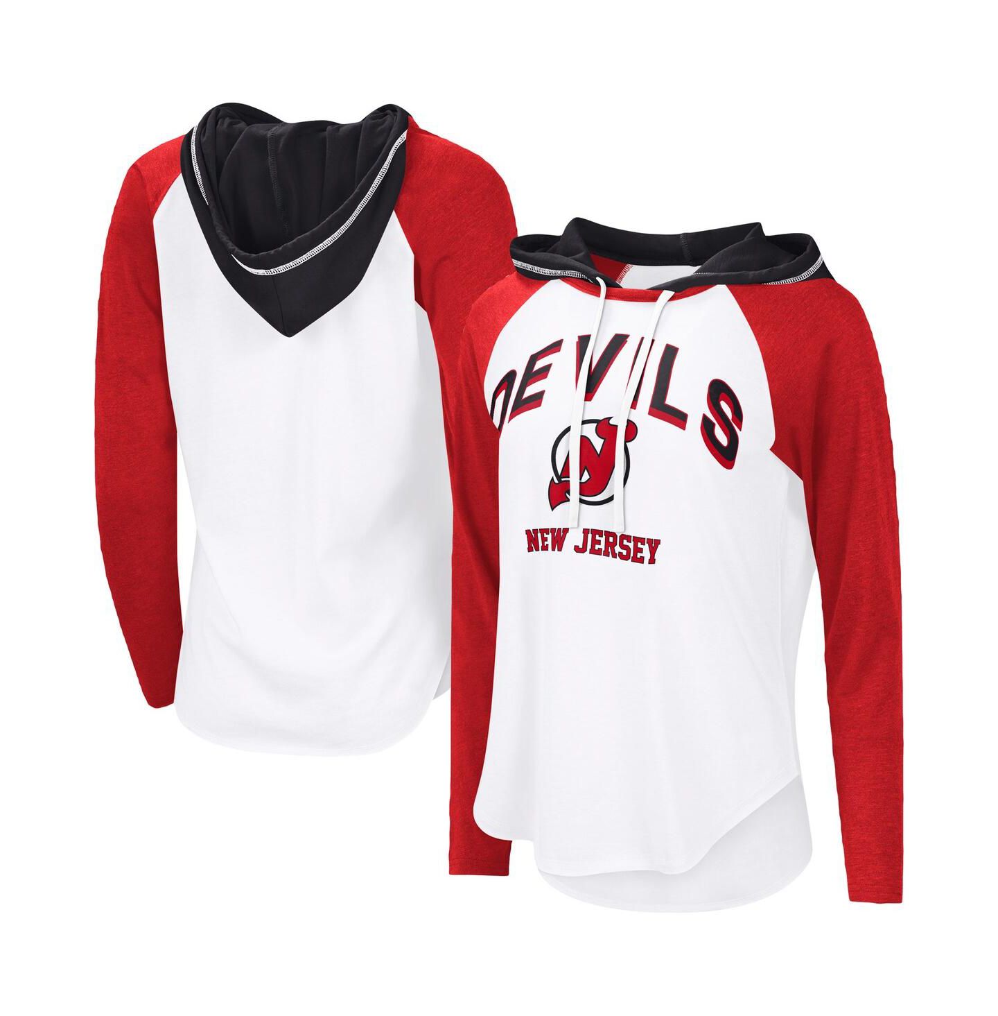 Женское худи G-III 4Her by Carl Banks White New Jersey Devils VIP Raglan Long Sleeve T-Shirt — фото 1