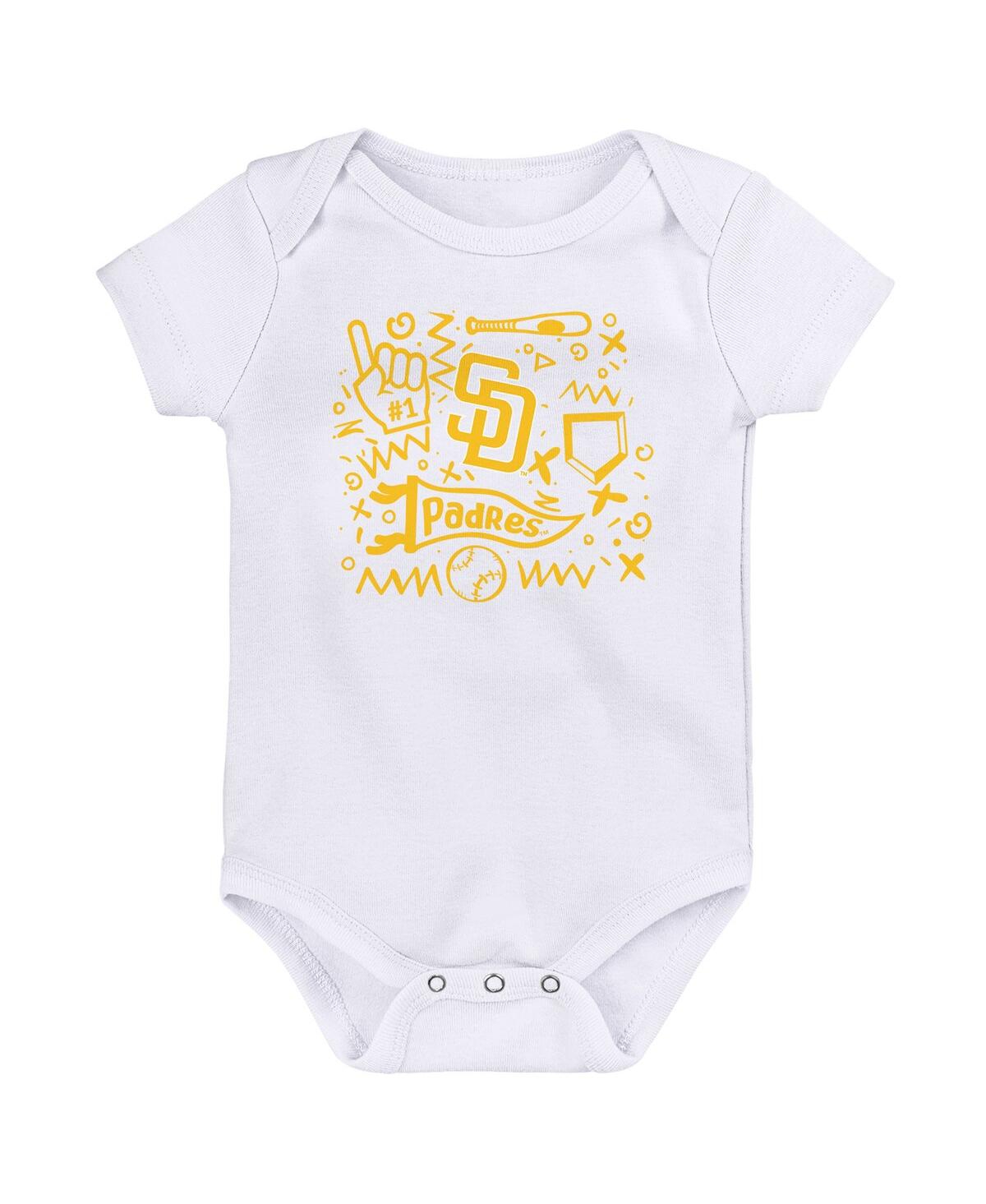 Outerstuff Newborn San Diego Padres Batter Up Bodysuit 3-pack In Multi