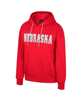 Women's Scarlet Nebraska Huskers Reflection Rhinestone Drawcord Pullover Hoodie