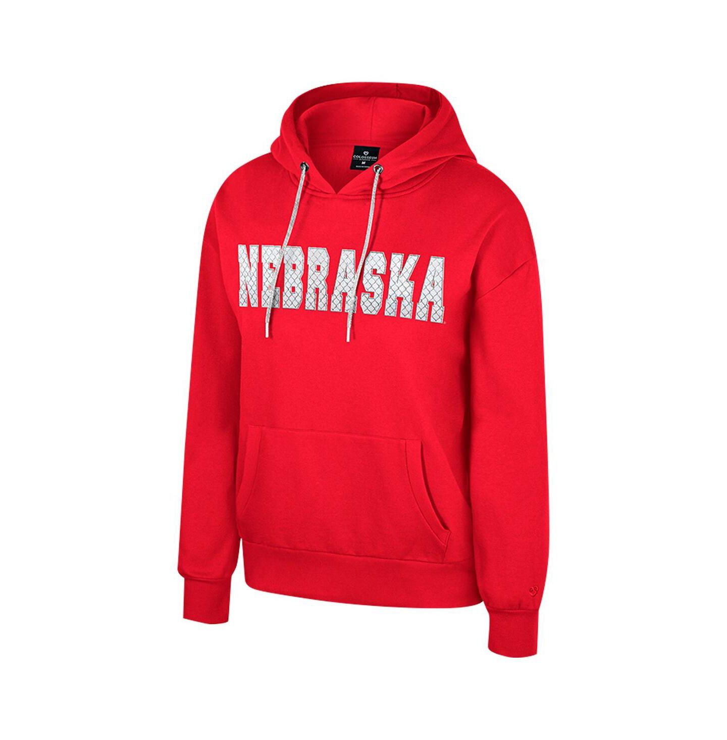 Женское худи Colosseum Scarlet Nebraska Huskers Reflection Rhinestone Drawcord Pullover — фото 3