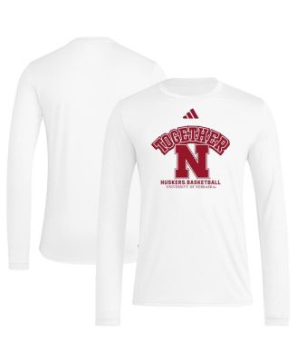 adidas - Men's White Nebraska Huskers Together On-Court Pregame Long Sleeve T-Shirt