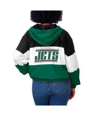 Women's Green New York Jets Color Block Full-Zip Windbreaker Jacket