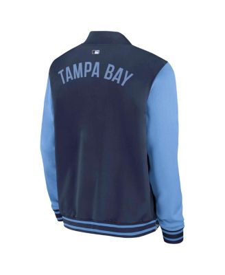 Men's Navy/Light Blue Tampa Bay Rays Authentic Collection Dugout Full-Zip Bomber Jacket
