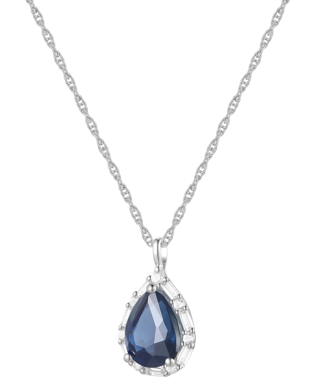 Macy's Emerald (1 Ct. T.w.) & Diamond (1/5 Ct. T.w.) Teardrop Halo 18" Pendant Necklace In 14k Gold (also I In Sapphire
