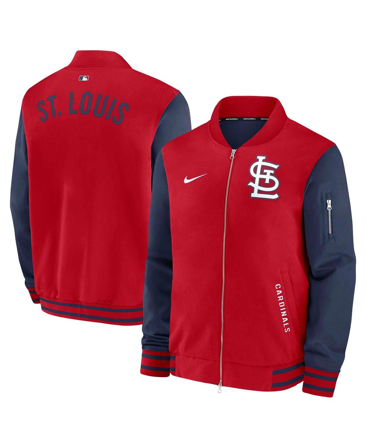 Men's Red/Navy St. Louis Cardinals Authentic Collection Dugout Full-Zip Bomber Jacket - Red, Navy