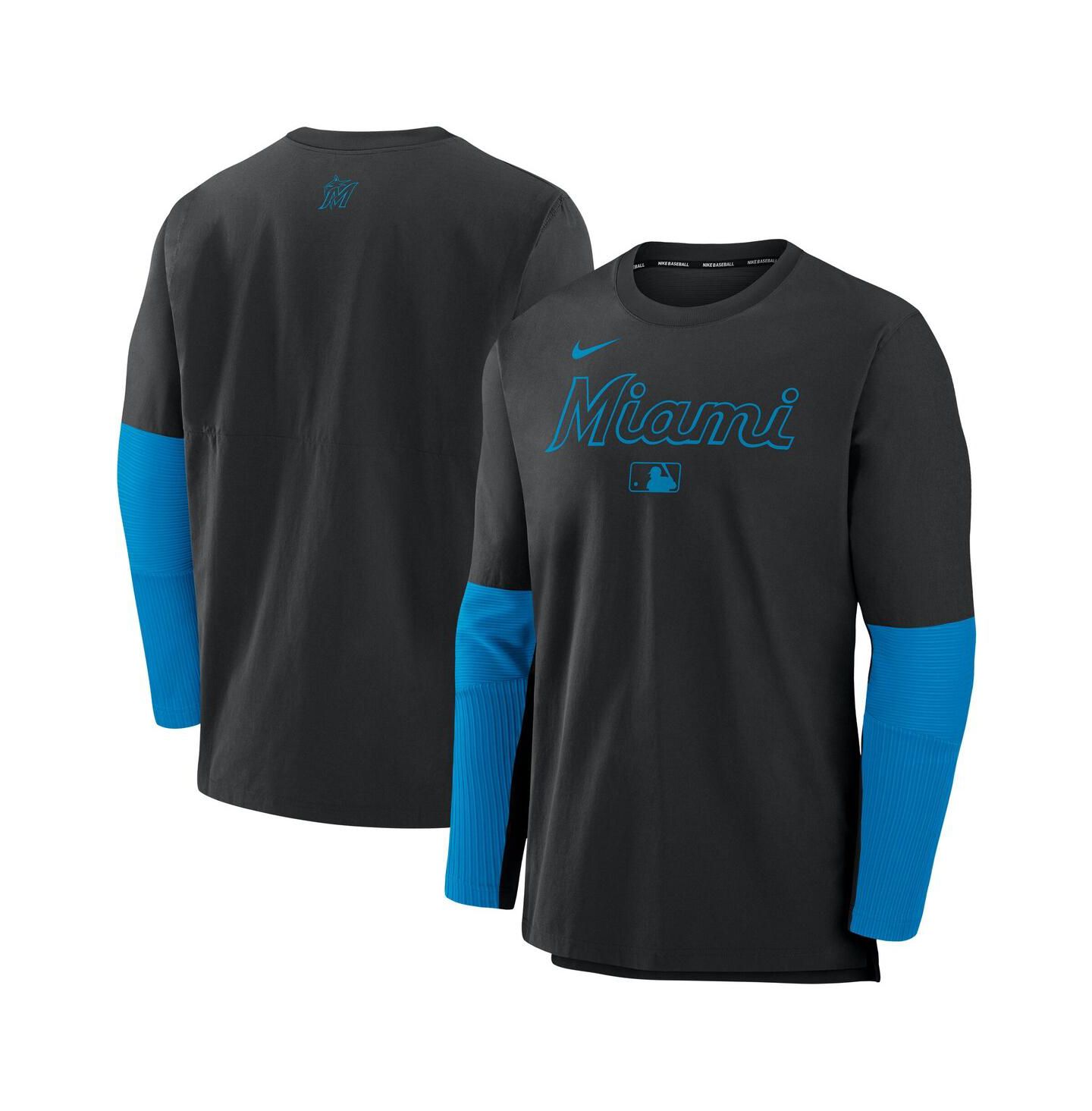 Мужской топ Nike Black/Blue Miami Marlins Authentic Collection Player Lightweight Performance Long Sleeve — фото 1