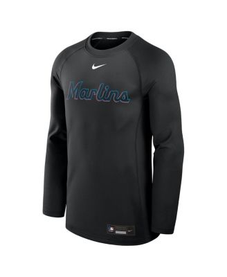 Men's Black Miami Marlins Authentic Collection Game Time Raglan Performance Long Sleeve T-Shirt