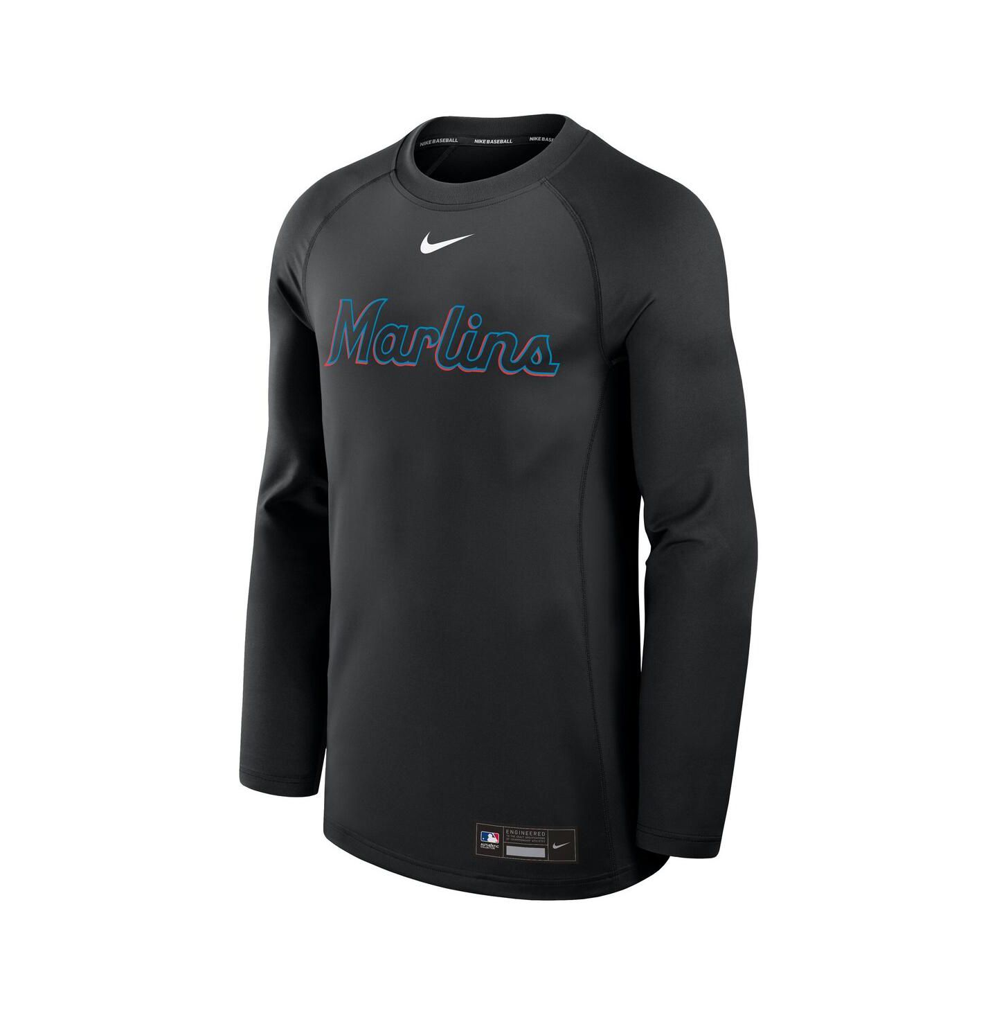 Мужская футболка Nike Black Miami Marlins Authentic Collection Game Time Raglan Performance Long Sleeve — фото 3