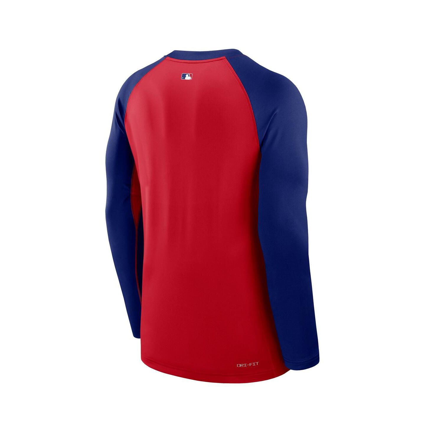 Мужская футболка Nike Red/Royal Texas Rangers Authentic Collection Game Time Raglan Performance Long Sleeve — фото 2