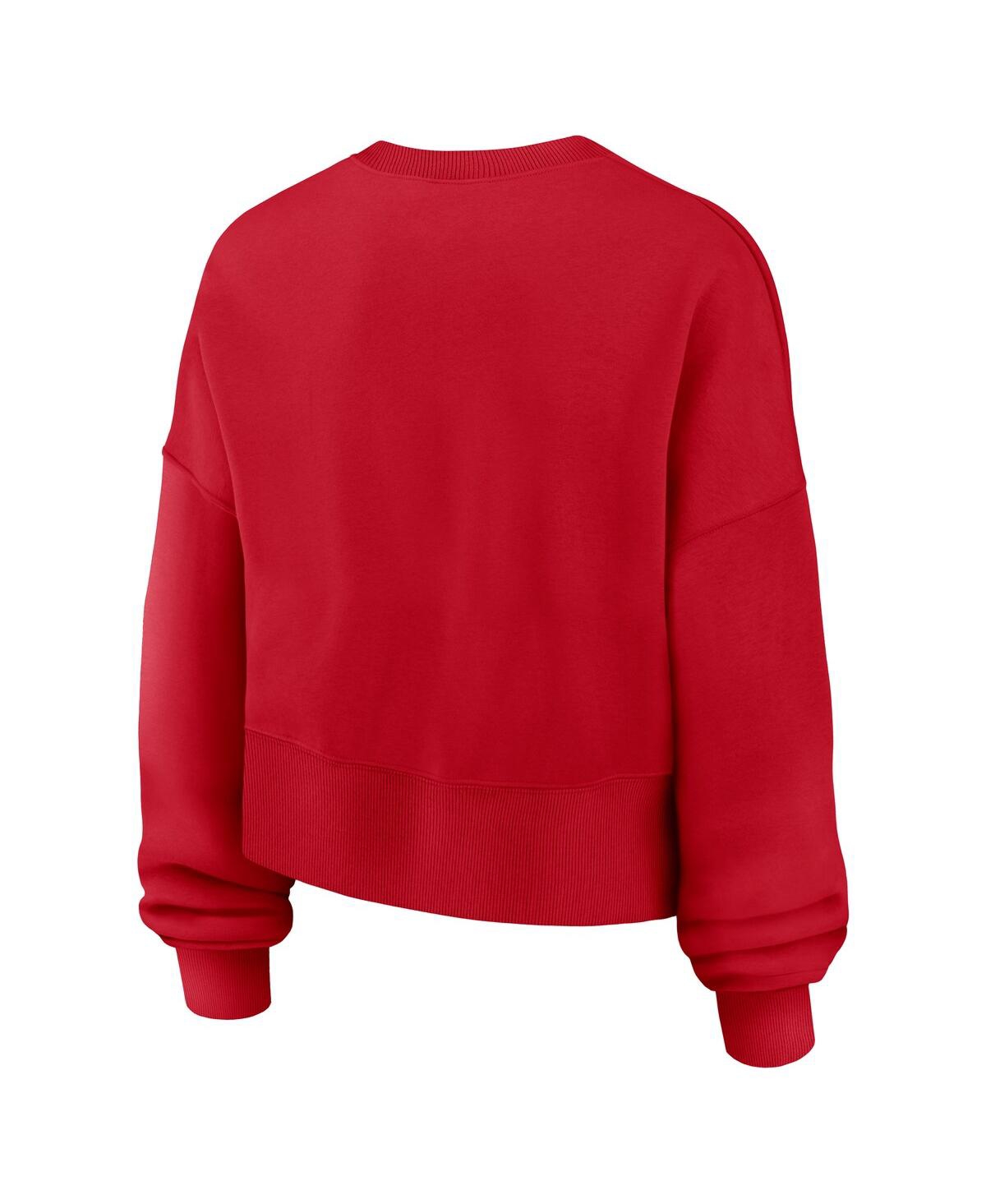 Nike Women's Red Cleveland Guardians Oversized Long Sleeve Cropped Pullover Sweatshirt In Red