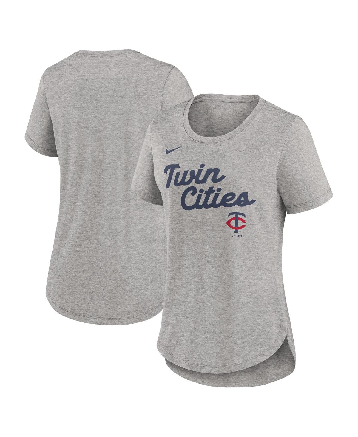 Nike Heather Gray Minnesota Twins Script Tri-blend T-shirt In Gray