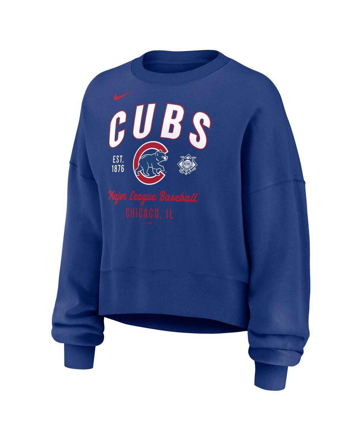 Nike Royal Chicago Cubs Oversized High Hip Pullover Sweatshirt In Royal,navy