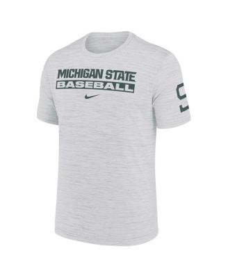 Men's White Michigan State Spartans Velocity Baseball Wordmark Stack Performance T-Shirt