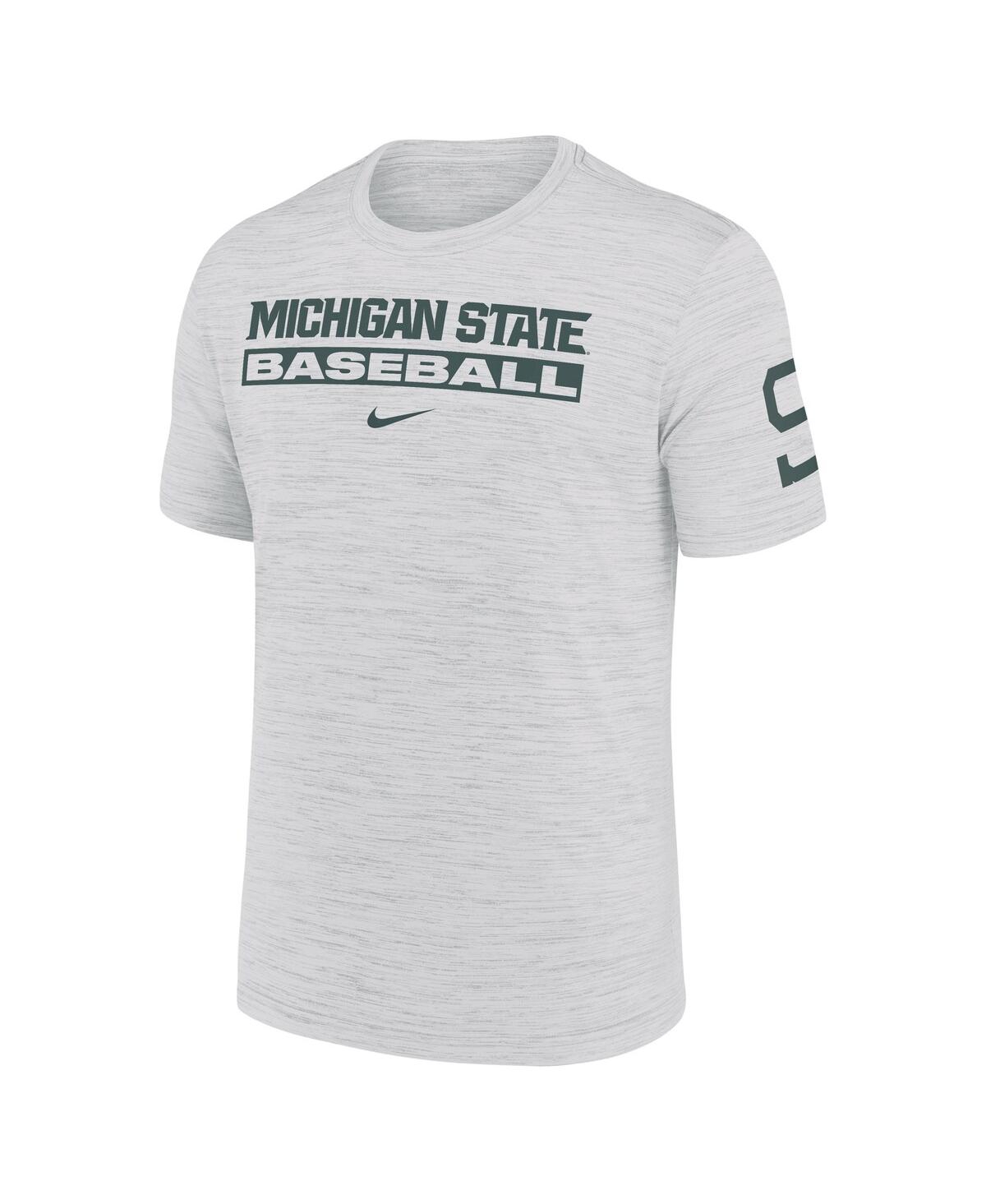 Nike Michigan State Spartans Velocity Baseball Wordmark Stack  Men's Dri-fit College T-shirt In White