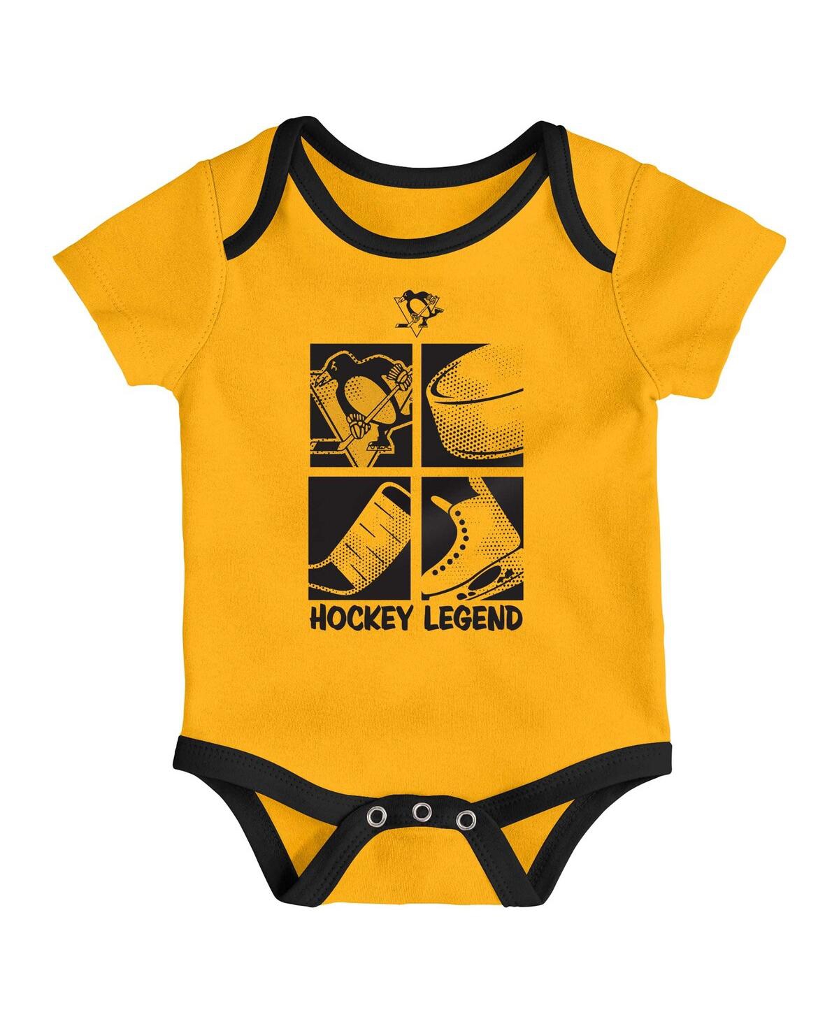 Outerstuff Baby Boys And Girls 3-piece Pittsburgh Penguins Legend Bodysuit Set
