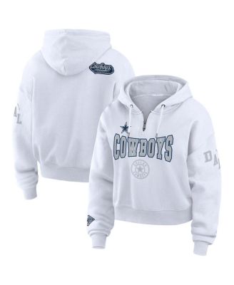 WEAR by Erin Andrews - Women's White Dallas Cowboys Plus Size Patch Quarter-Zip Hoodie