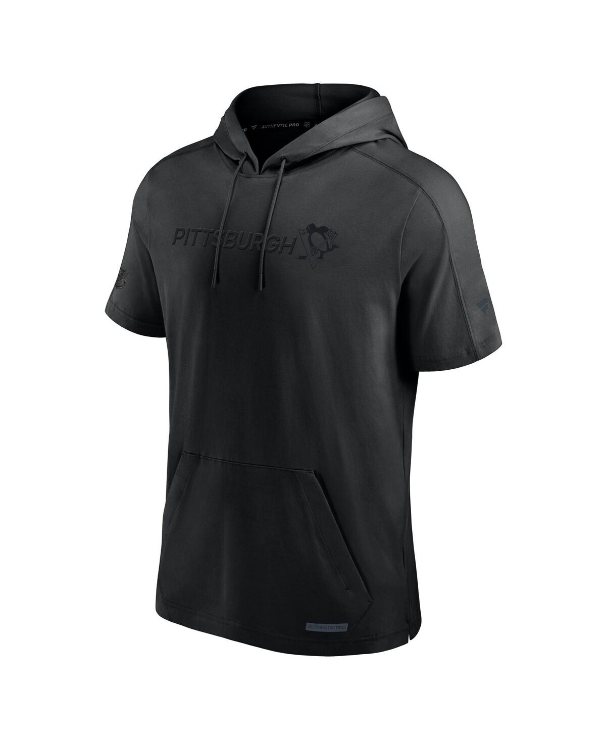Fanatics Men's Black Pittsburgh Penguins Authentic Pro Road Performance Short Sleeve Pullover Hoodie In Black
