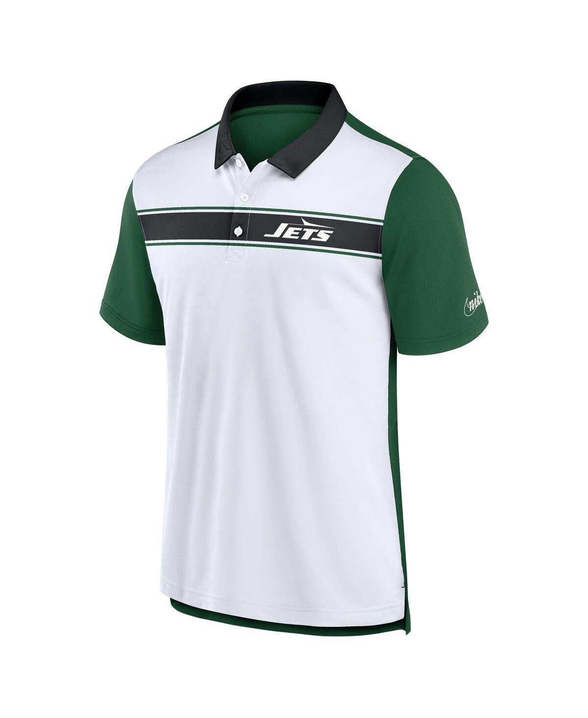 Nike Men's White/green New York Jets Rewind Pique Polo Shirt In Multi