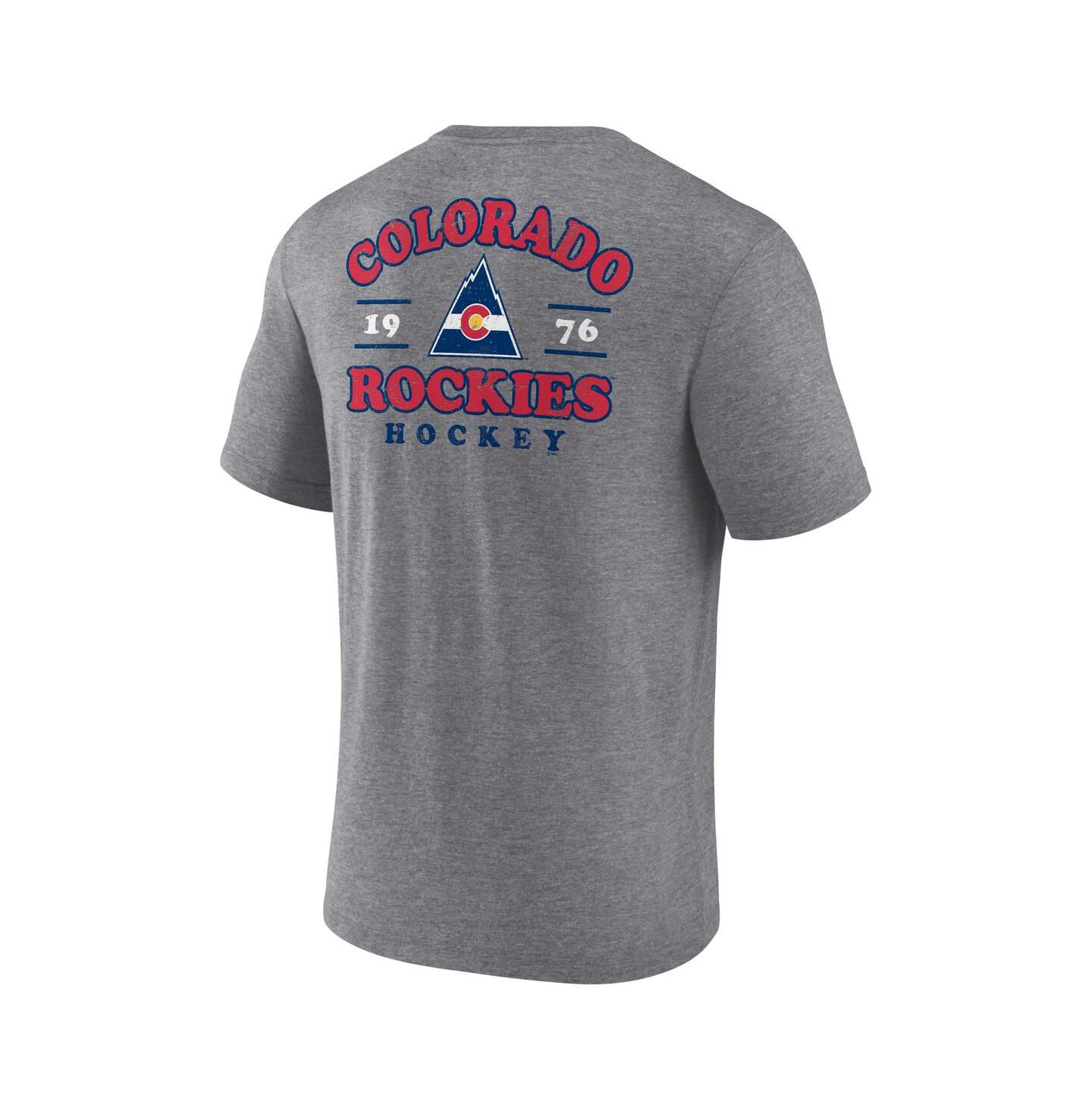 Мужская футболка Fanatics Heather Gray CO Rockies Vintage Hockey Winger Tri-Blend — фото 2