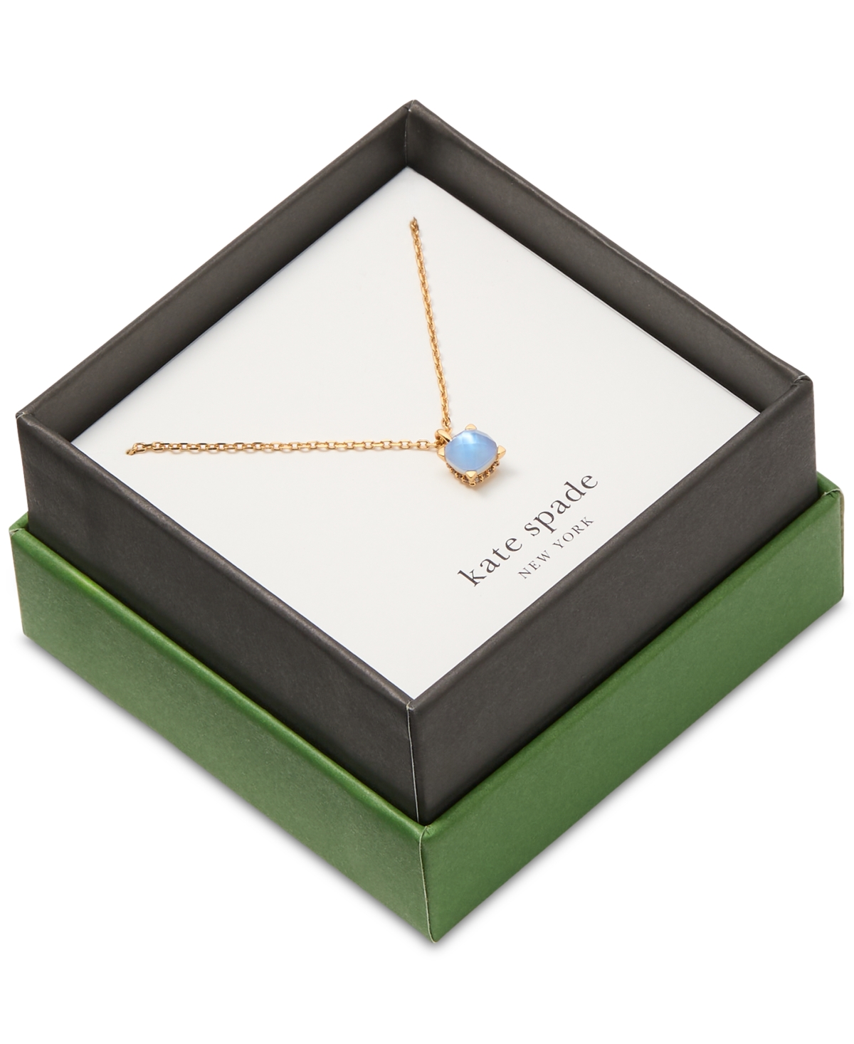 Kate Spade Gold-tone Cubic Zirconia Pendant Necklace, 16" + 3" Extender In Blue Gold.