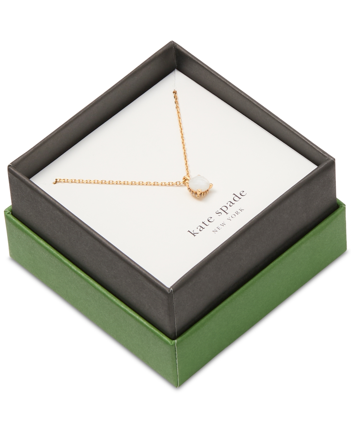 Kate Spade Gold-tone Cubic Zirconia Pendant Necklace, 16" + 3" Extender In Mother Of Pearl,gold