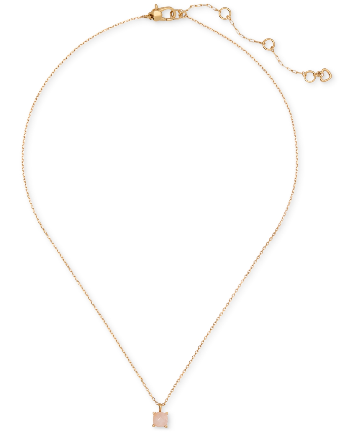 Shop Kate Spade Gold-tone Cubic Zirconia Pendant Necklace, 16" + 3" Extender In Dusty Pink