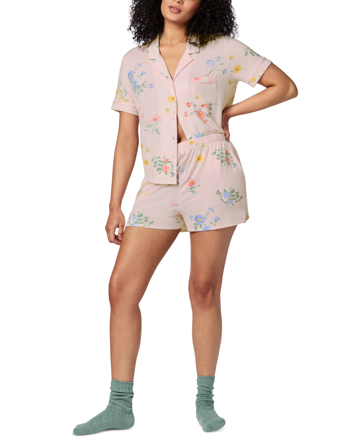 Gap Body Women's Notched-collar Short Pajama Set In Blue Floral