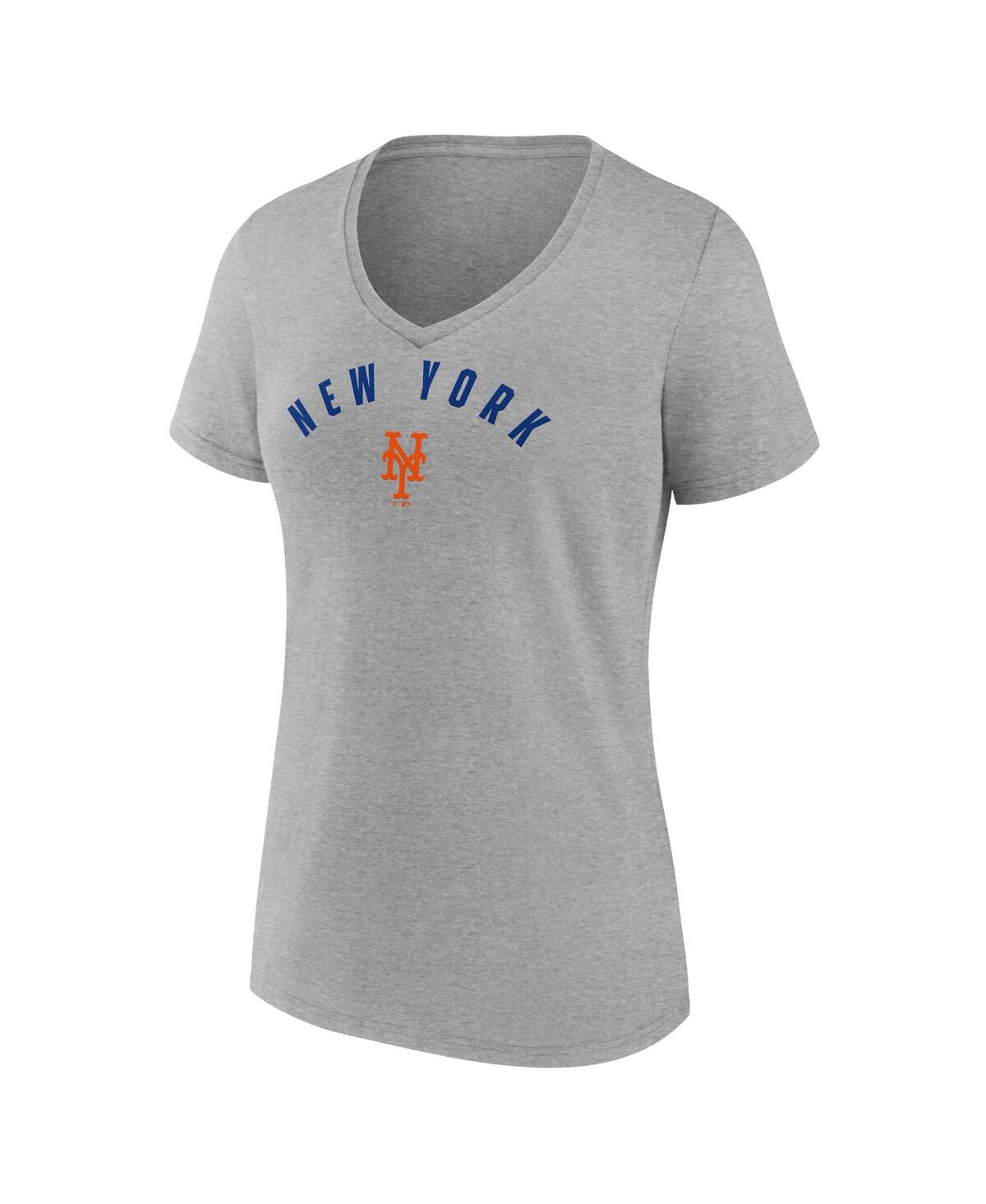 Fanatics Women's Gray New York Mets V-neck T-shirt In Gray