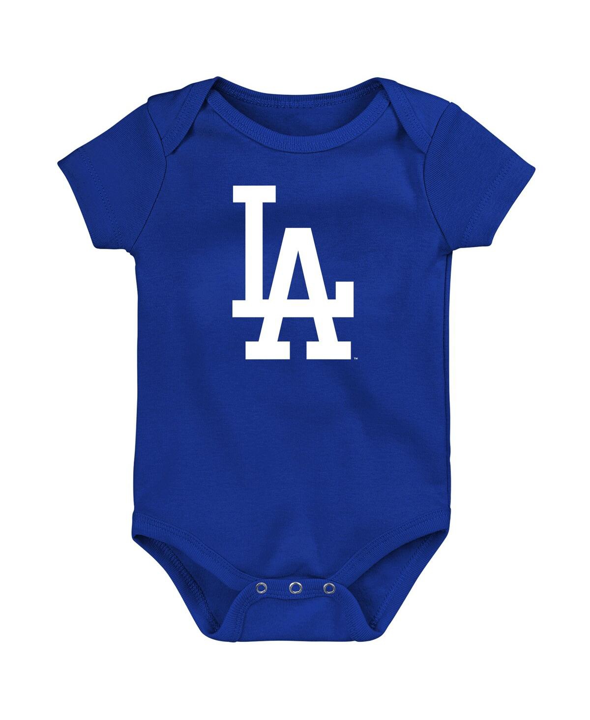 Outerstuff Baby Boys And Girls Blue Los Angeles Dodgers Slide Home 3-pack Bodysuit Set In Multi