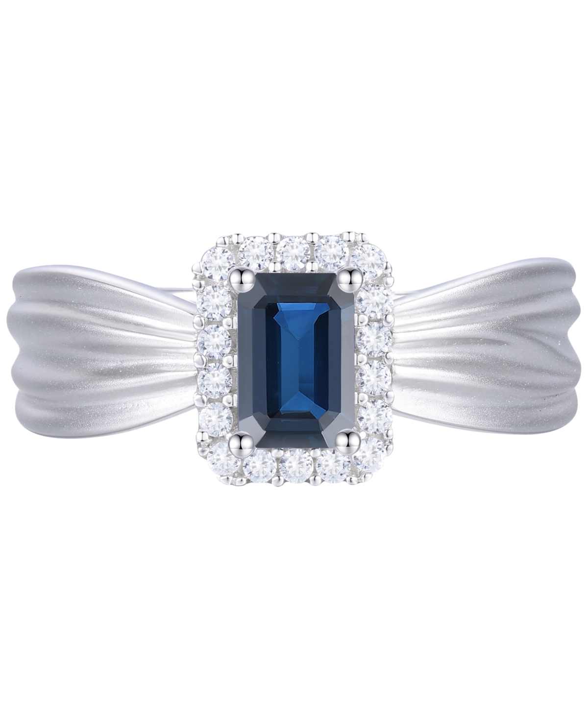 Macy's Emerald (5/8 Ct. T.w.) & Diamond (1/6 Ct. T.w.) Halo Ring In 14k Gold (also In Ruby & Sapphire) In Sapphire