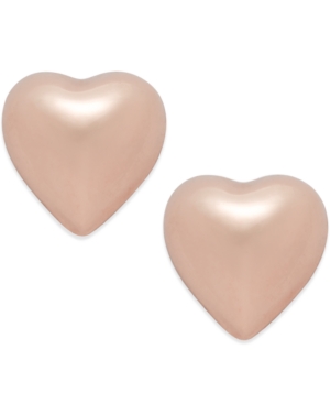 image of Dimensional Heart Stud Earrings in 10k Rose Gold