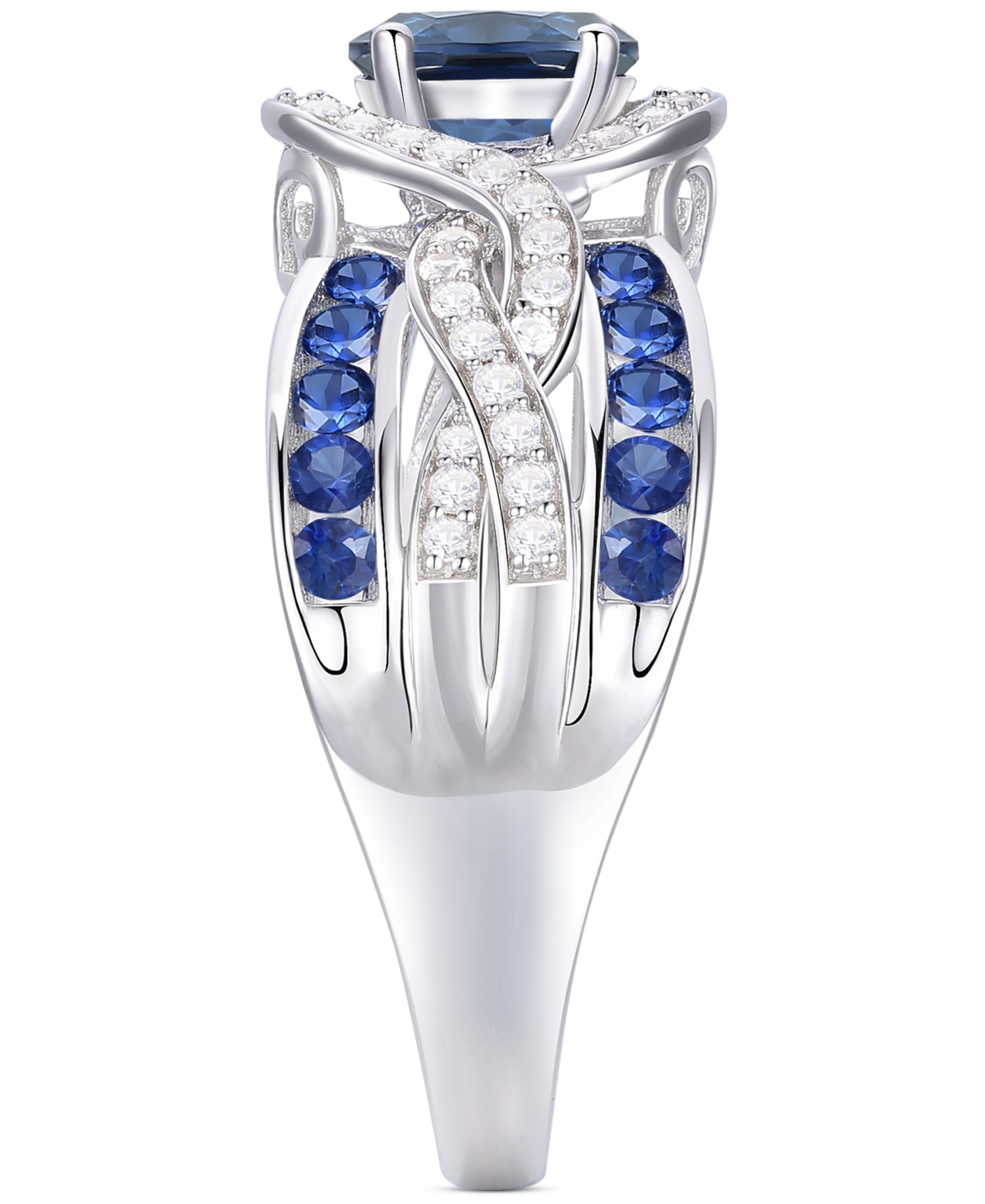 Macy's Emerald (3/8 Ct. T.w.) & Diamond (1/4 Ct. T.w.) Multirow Swirl Ring In 14k Gold (also In Ruby & Sapp In Sapphire