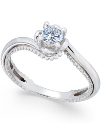 Macy's Diamond Bouquet Bypass Promise Ring (1/5 ct. t.w.) in Sterling ...