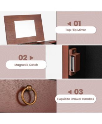 Wood Jewelry Cabinet Storage Chest Stand Organizer Necklace