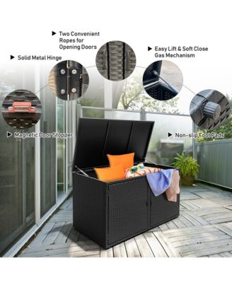 88 Gallon Garden Patio Rattan Storage Container Box Bin Shelf