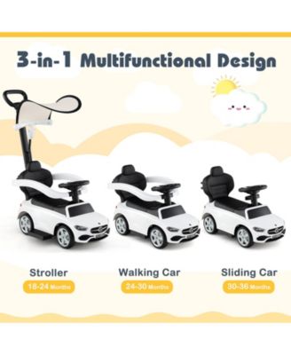 3 in 1 Ride on Push Car Mercedes Benz Toddler Stroller Sliding Car