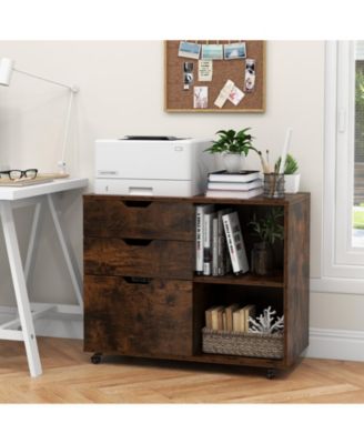 3-Drawer File Cabinet with Adjustable Shelf and Wheels for Letter