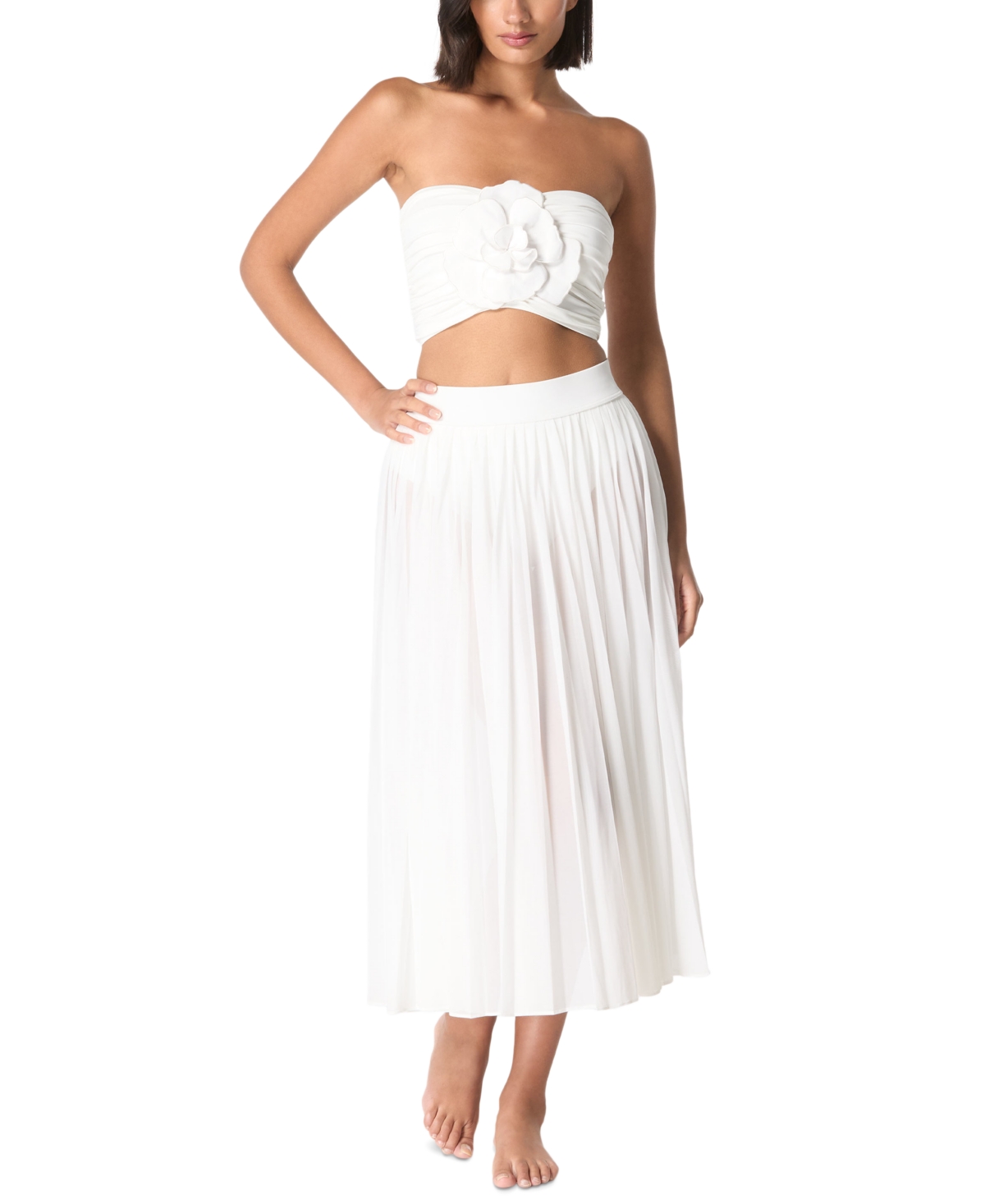 CARMEN MARC VALVO WOMEN'S PLEATED COVER-UP MIDI SKIRT 