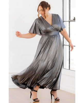Plus Size Evania Metallic Evening Gown