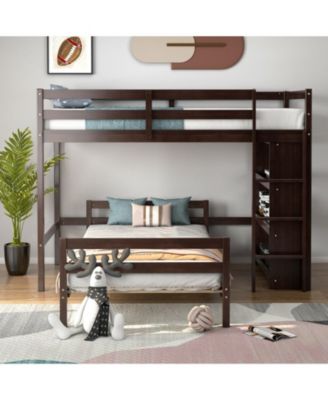 Twin Over Twin Loft Bunk Bed with Bookcase