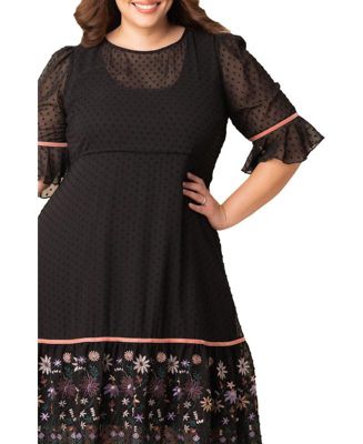 Plus Size Mesmerizing Embroidered Cocktail Midi Dress